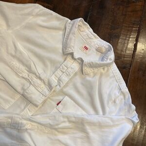 Levis Womens White Button Down Long Sleeve Shirt Two Pocket Red Tab Size Large